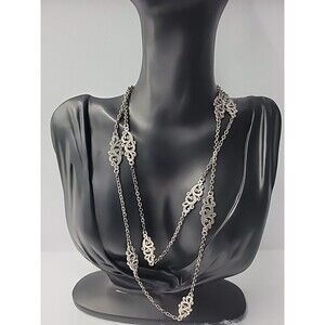 Vintage Cookie Lee Silver Tone Filigree Station Link Elegant Jewelry